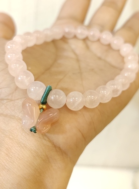 天然粉水晶手串女款招桃花