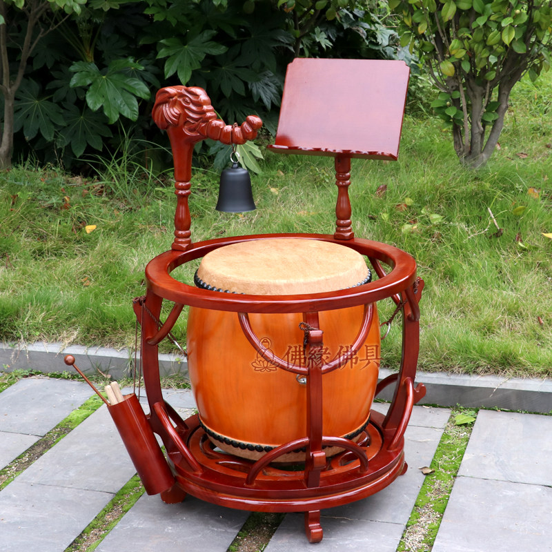 佛缘佛具台湾铃鼓佛具用品法器鼓寺庙大鼓宝水陆法会钟鼓26寸毛鼓