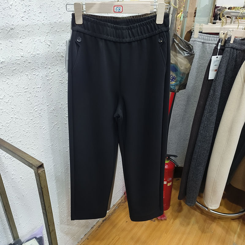 AEH春季新款福太太时尚高腰显瘦垂感直筒休闲弯刀阔腿裤女A1152