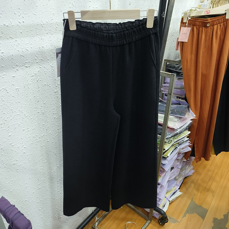 AEH秋冬松紧阔腿裤女高腰宽松