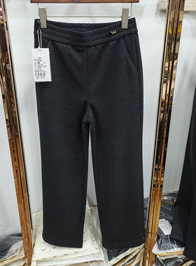 加绒加厚羊毛呢霓维斯25707冬福太太中老年妈妈松紧高腰直筒女裤