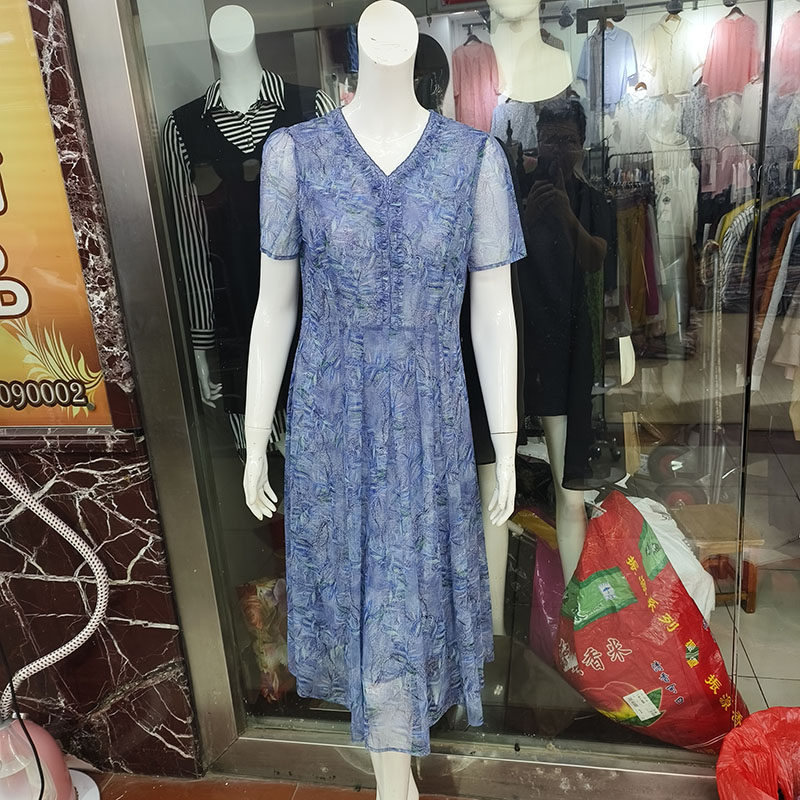 蓝泰613台湾纱连衣裙洋气质妈妈