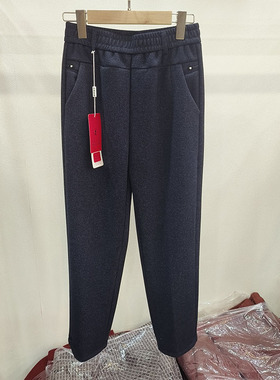 加绒加厚羊毛伊米莱糖8165中老年人女冬高腰直筒休闲长裤妈妈裤子