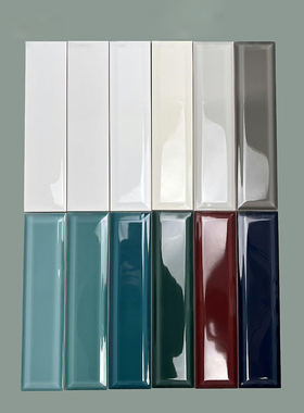 北欧简约手工砖68x280背景墙餐饮店工装卫生间纯色亮面墙砖白色砖