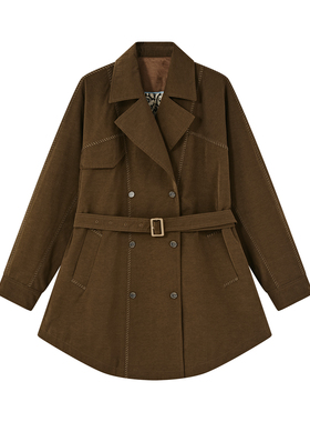 【YUAN】经典系带设计风衣外套W10897