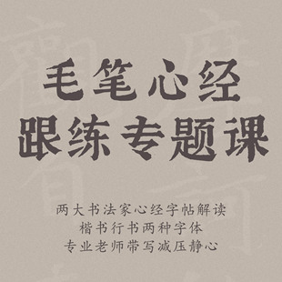 一起练字毛笔楷行双体心经跟练班成人入门零基础练字视频课程南斋