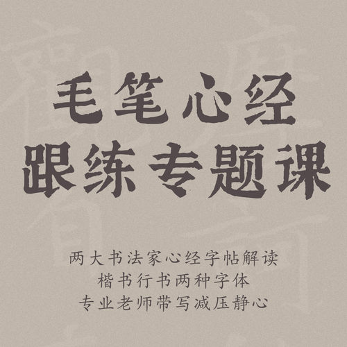 一起练字毛笔楷行双体心经跟练班成人入门零基础练字视频课程南斋