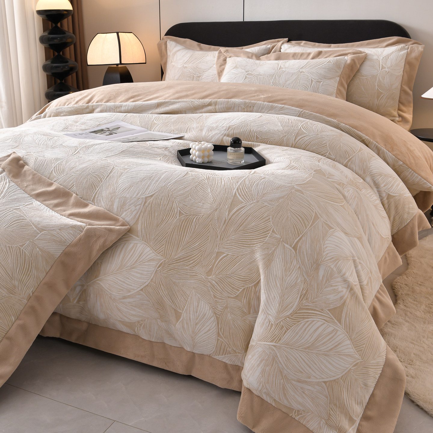 雕花牛奶绒四件套2025新款加厚保暖秋冬季床笠防静电加绒床上轻奢