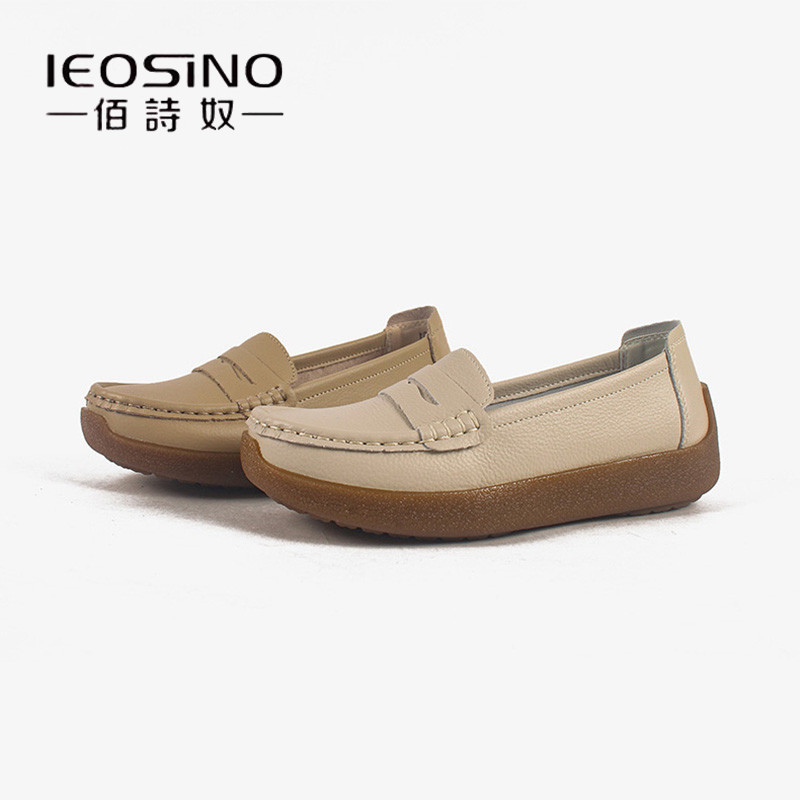 佰诗奴妈妈鞋2026春季新款女鞋舒适平底乐福单鞋真皮软底中老年鞋,女鞋,乐福鞋（豆豆鞋）,淘宝优惠券,粉丝福利购,淘宝优惠卷