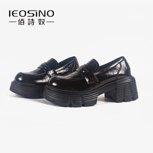 佰诗奴厚底增高一脚蹬单鞋女2026年新款鞋子英伦风乐福小皮鞋轻便