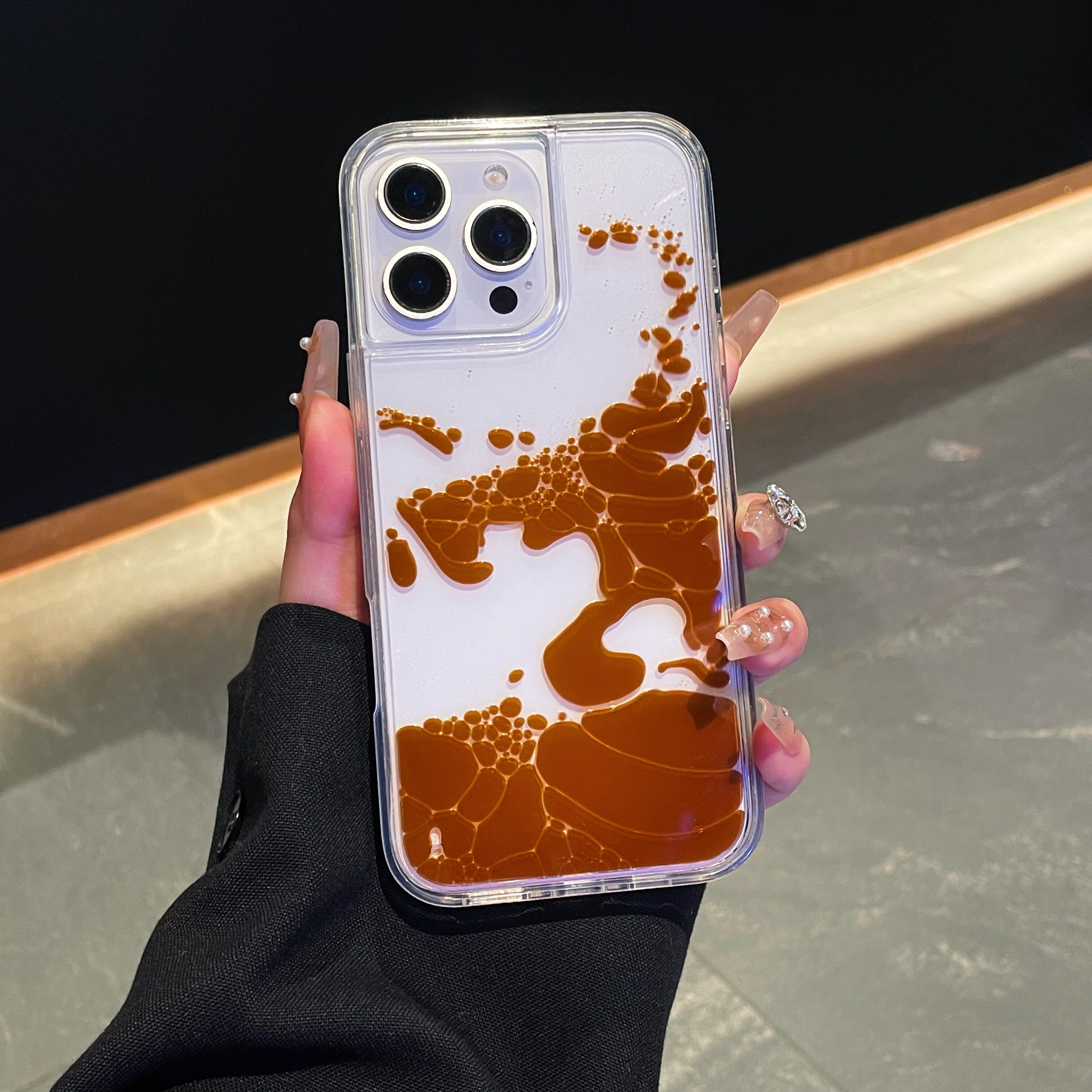 简约液体可乐水流动适用苹果16手机壳透明iphone15promax流动创意新款14pro防摔12硅胶14pro卡通11