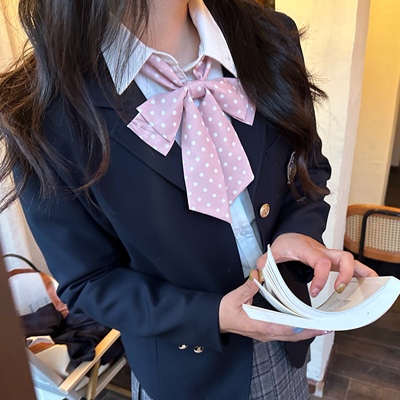 shindek 波点免打直条巾领结长柄领花JK女生制服衬衫水手服配饰