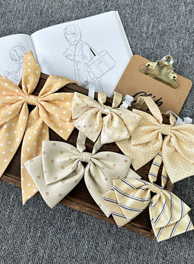 shindek JK领结黄色波点蝴蝶结长柄领花日系学院风少女学生制服女