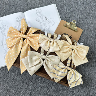 JK领结黄色波点蝴蝶结长柄领花日系学院风少女学生制服女 shindek