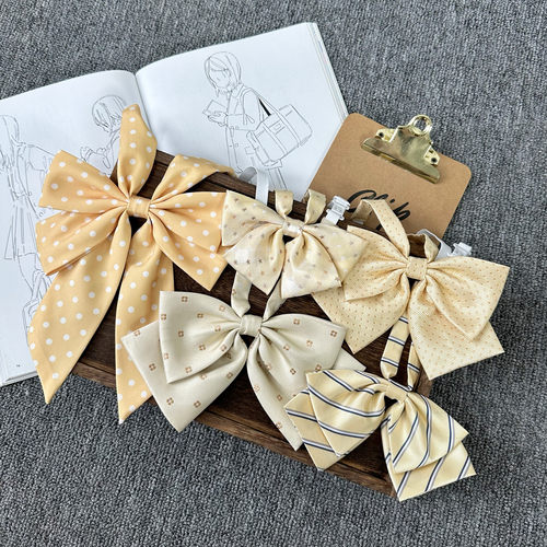 shindek JK领结黄色波点蝴蝶结长柄领花日系学院风少女学生制服女