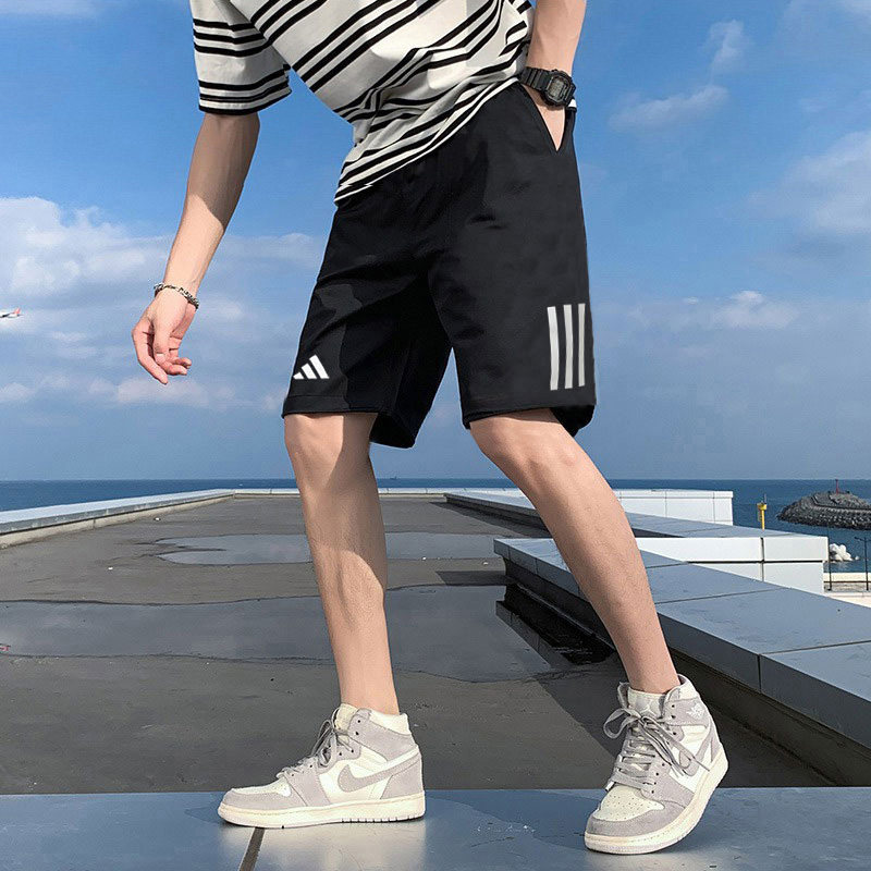 阿迪达斯短裤男夏季新款黑色休闲裤五分裤男士跑步冰丝速干运动裤