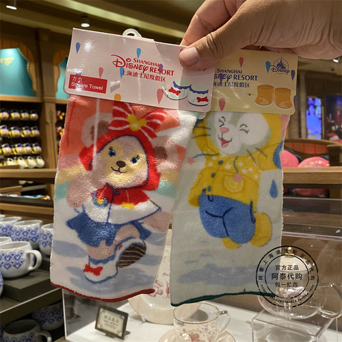 特价上海迪士尼乐园Duffy雪莉玫达菲牛仔卡通方巾毛巾手帕口水巾