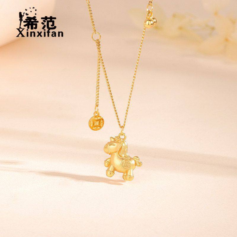 s925纯银卡通小马项链女3D立体可爱马上有钱花锁骨链小红书热销款,饰品/流行首饰/时尚饰品新,项链,淘宝优惠券,粉丝福利购,淘宝优惠卷