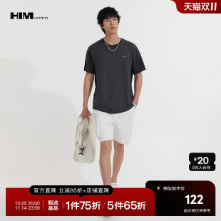 2025夏季 HIM汉崇 皮牌设计休闲百搭打底衫 T恤男时尚 舒适柔软短袖