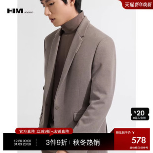 外套2025冬季 加厚休闲西服男复古平驳领西装 轻暖磨毛修身 HIM汉崇