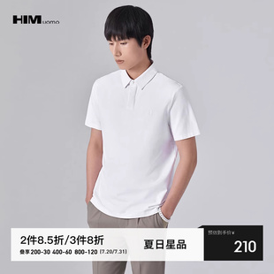 商务修身 男字母刺绣舒适休闲短袖 HIM汉崇 POLO衫 反领T恤 2025夏季