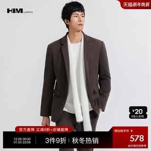 2025冬季 HIM汉崇 外套 加厚休闲西服男柔软绒感复古西装 弹力修身