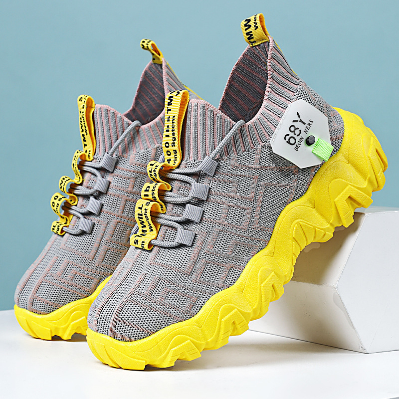 鞋子女休闲鞋新款跨境飞织网面鞋拼色时尚单鞋厚底潮流椰子鞋