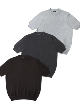 ICE UP抗皱亲肤澳羊毛螺纹提花领短款收腰百搭T恤圆领短袖羊毛衫