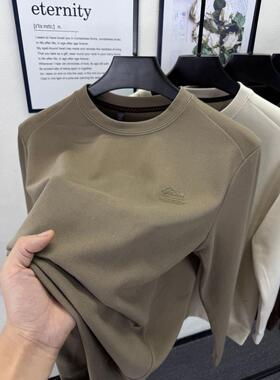 MAROLIO~秋冬季卫衣男款加厚长袖德绒打底衫休闲磨毛圆领保暖内搭