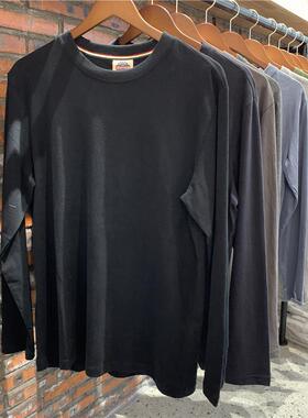 Mostarsea~100纯棉t恤男宽松长袖美式大码水洗磨毛休闲百搭打底衫