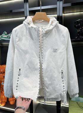 Mostarsea~春秋季时尚连帽夹克男潮流百搭休闲高级感轻奢印花外套