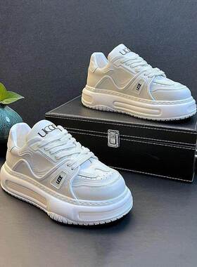 潮牌厚底增高小白鞋男2025新款韩版潮流老爹鞋白色板鞋小众休闲鞋