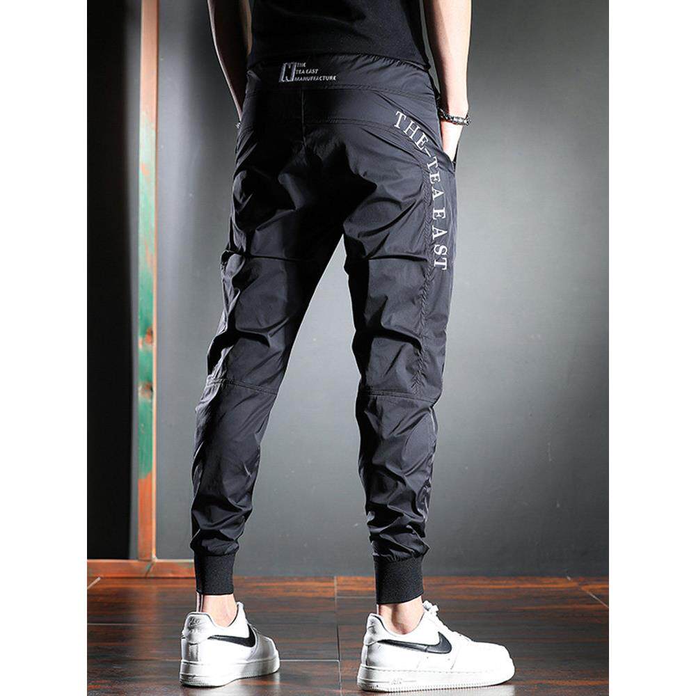 高端冰丝裤子男款夏季新款束脚卫裤男修身小脚运动男士休闲裤男裤