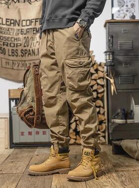 it neith BIAS春秋微弹长裤美式重磅男士修身休闲束脚卡其工装裤