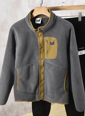 Mostarsea~超厚羊羔绒外套男加绒加厚立领休闲双面绒宽松抓绒夹克