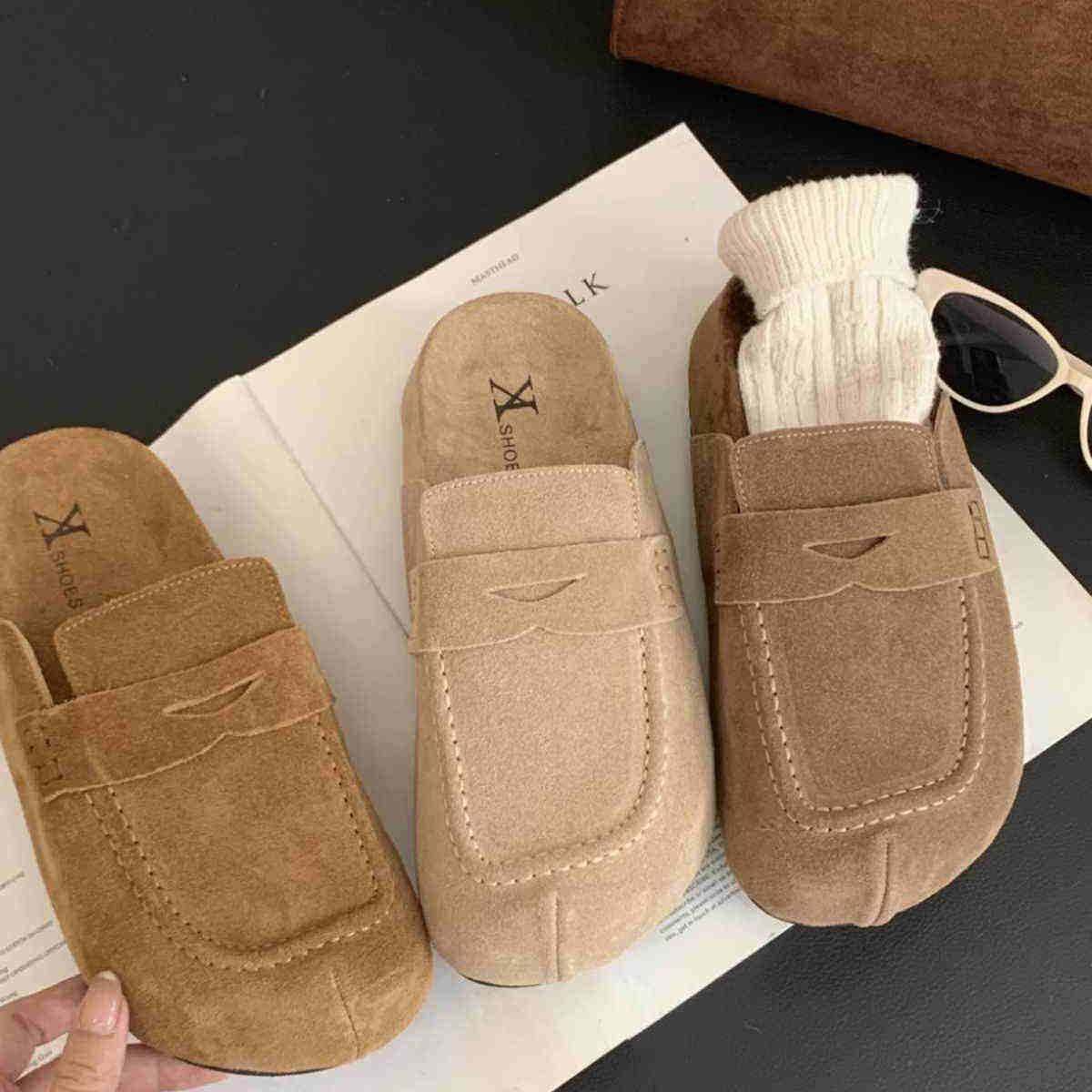 潮牌2025秋冬新款增高小个子厚底包头半拖鞋女懒人鞋百搭勃肯单鞋,女鞋,勃肯鞋/软木鞋,淘宝优惠券,粉丝福利购,淘宝优惠卷