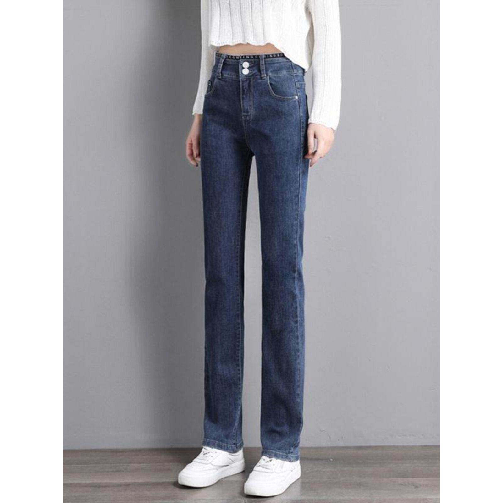 直筒牛仔裤女2025春秋新款加绒加厚高腰显瘦垂感小个子窄版烟管裤