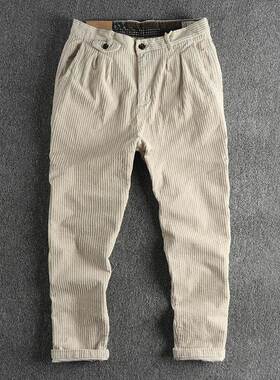 Mostarsea~重磅水洗复古灯芯绒休闲裤男立体裁剪宽松直筒百搭长裤