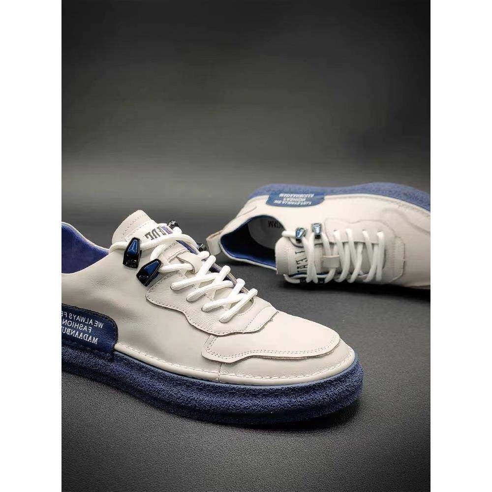 潮牌2025秋季高端板鞋轻奢商务运动百搭休闲鞋男耐磨软底皮革板鞋