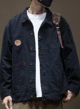 it neith BIAS潮牌美式工装牛仔外套男秋款夹克胖子大码潮流男装