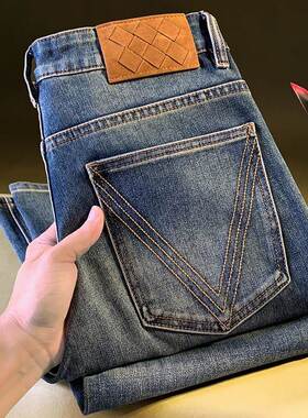 Mostarsea~水洗做旧直筒牛仔裤男士秋冬款潮流微宽松高端复古长裤