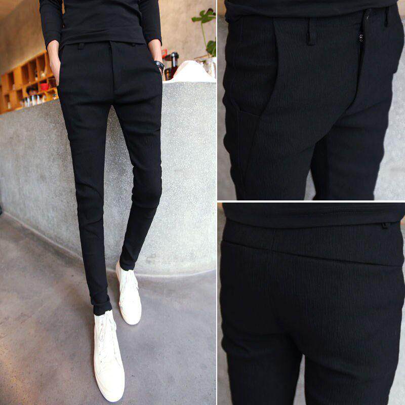 潮牌春秋季新款男士休闲裤子韩版弹力修身小脚裤紧身韩版小西装裤