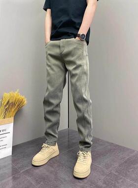 MAROLIO~ 秋冬季高级原创痞帅直筒修身小脚裤青年男士休闲牛仔裤