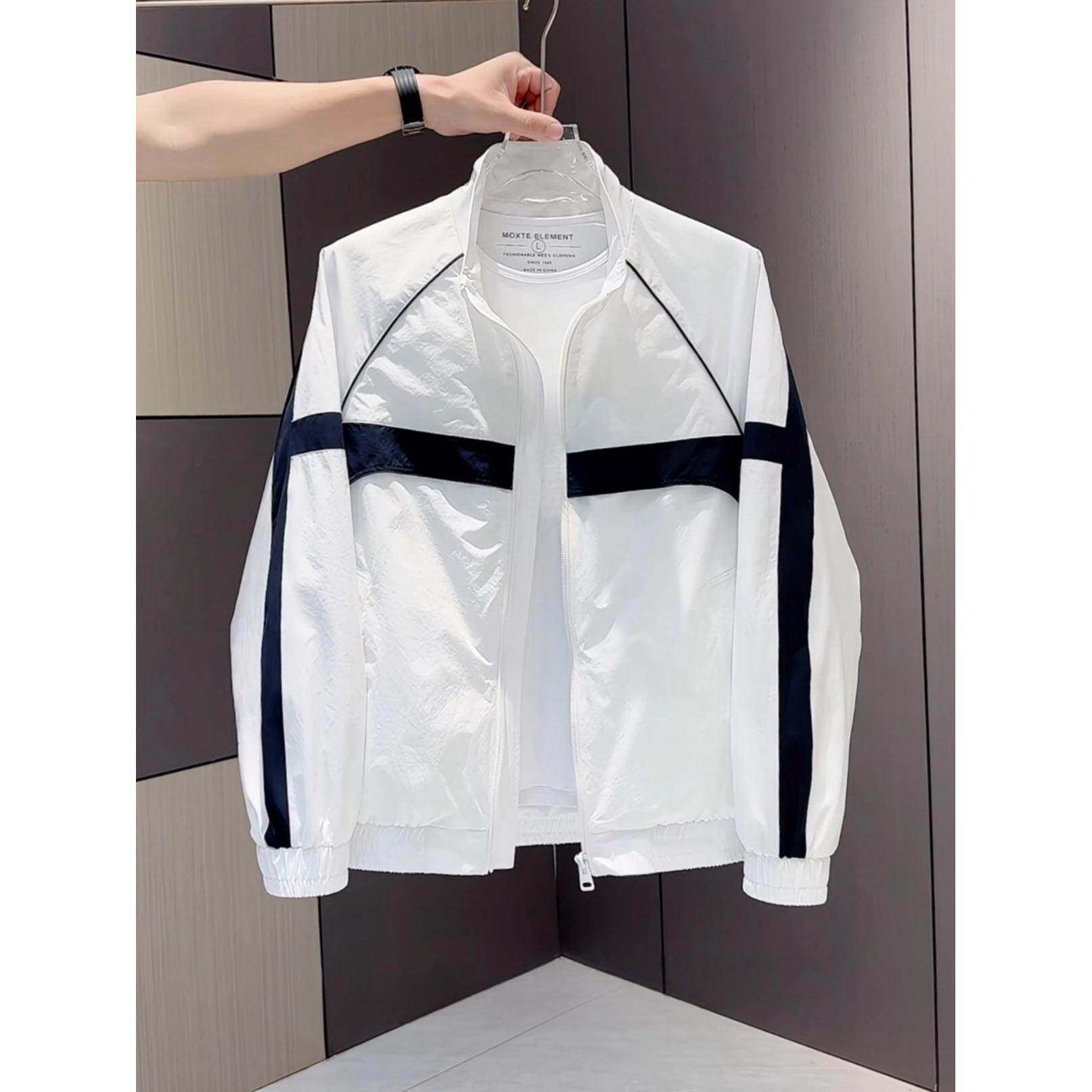 MAROLIO~潮流搭配！高级感撞色立领夹克男秋季户外休闲拼接外套