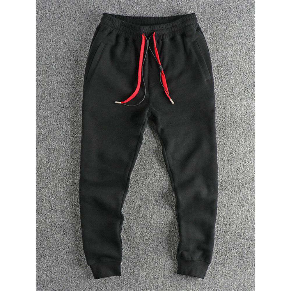 香港时尚男士秋冬浓淡对比色直筒打底运动裤羊毛衬里及加厚休闲运