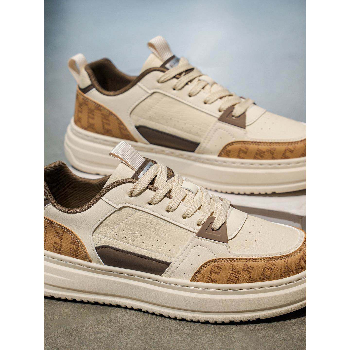 潮牌2025秋季新款时尚皮面透气软底休闲鞋男士小众厚底增高平板鞋,流行男鞋,时尚休闲鞋,淘宝优惠券,粉丝福利购,淘宝优惠卷