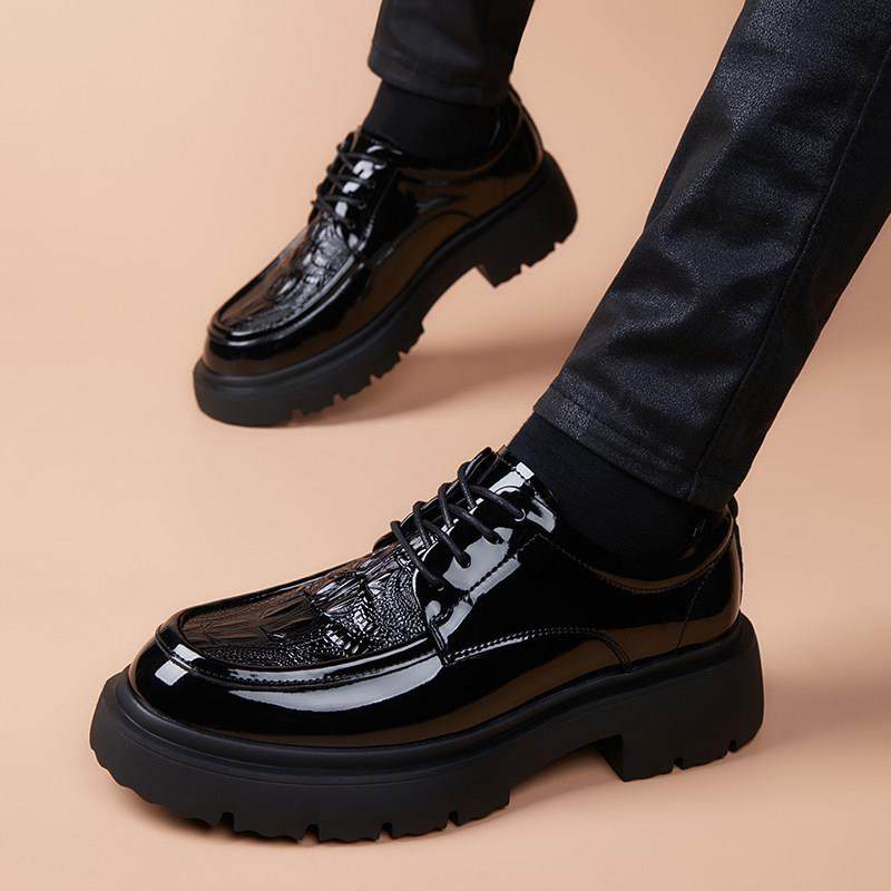高端真皮皮鞋男款秋季新款商务正装男士休闲 潮鳄鱼纹英伦厚底男,流行男鞋,休闲皮鞋,淘宝优惠券,粉丝福利购,淘宝优惠卷
