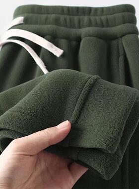 Mostarsea~重磅双面奥粒绒束脚裤男秋冬加绒加厚宽松保暖直筒长裤