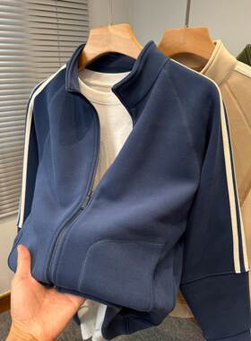 Mostarsea~男士新款加绒加厚卫衣奥粒绒立领外套运动休闲拉炼开衫