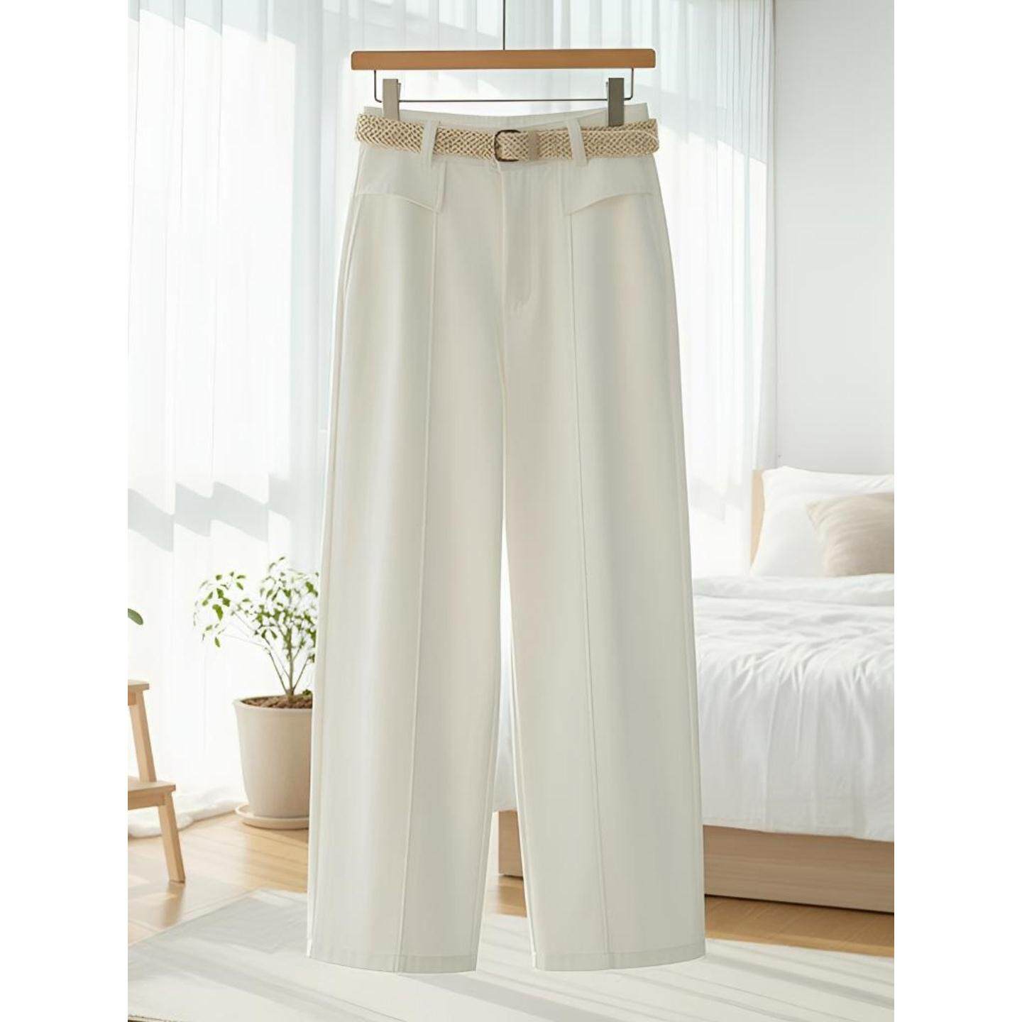 巨好看的窄版直筒裤女春夏新款宽松bf慵懒风高腰九分小个子休闲裤